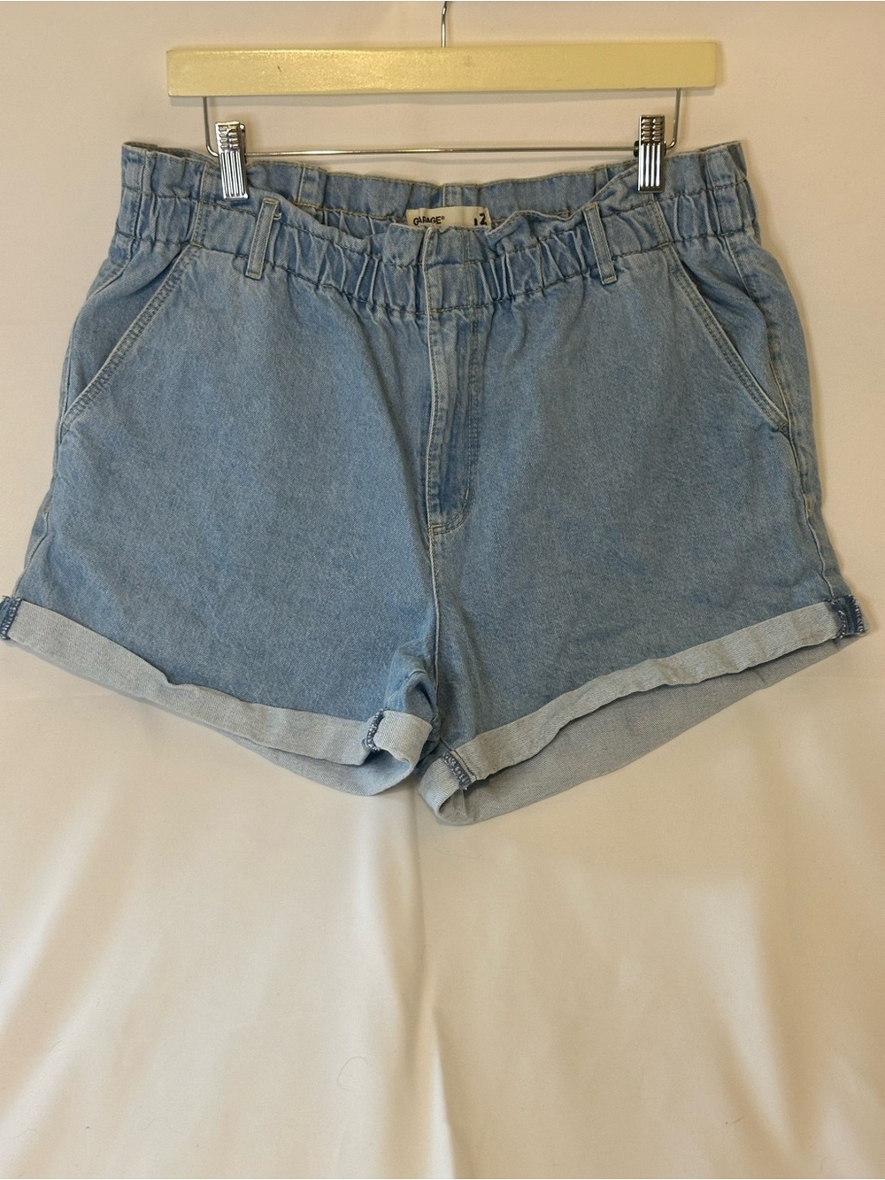 Garage Women’s Size 13 Paper Bag Waist Cuffed Hem Trouser Denim Shorts